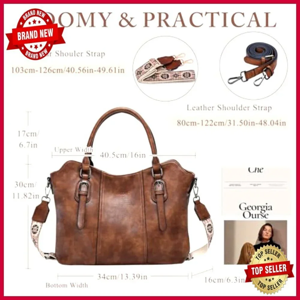 Vegan Leather Hobo Purse with Crossbody Strap, Top Handle Satchel Shoulder Bag